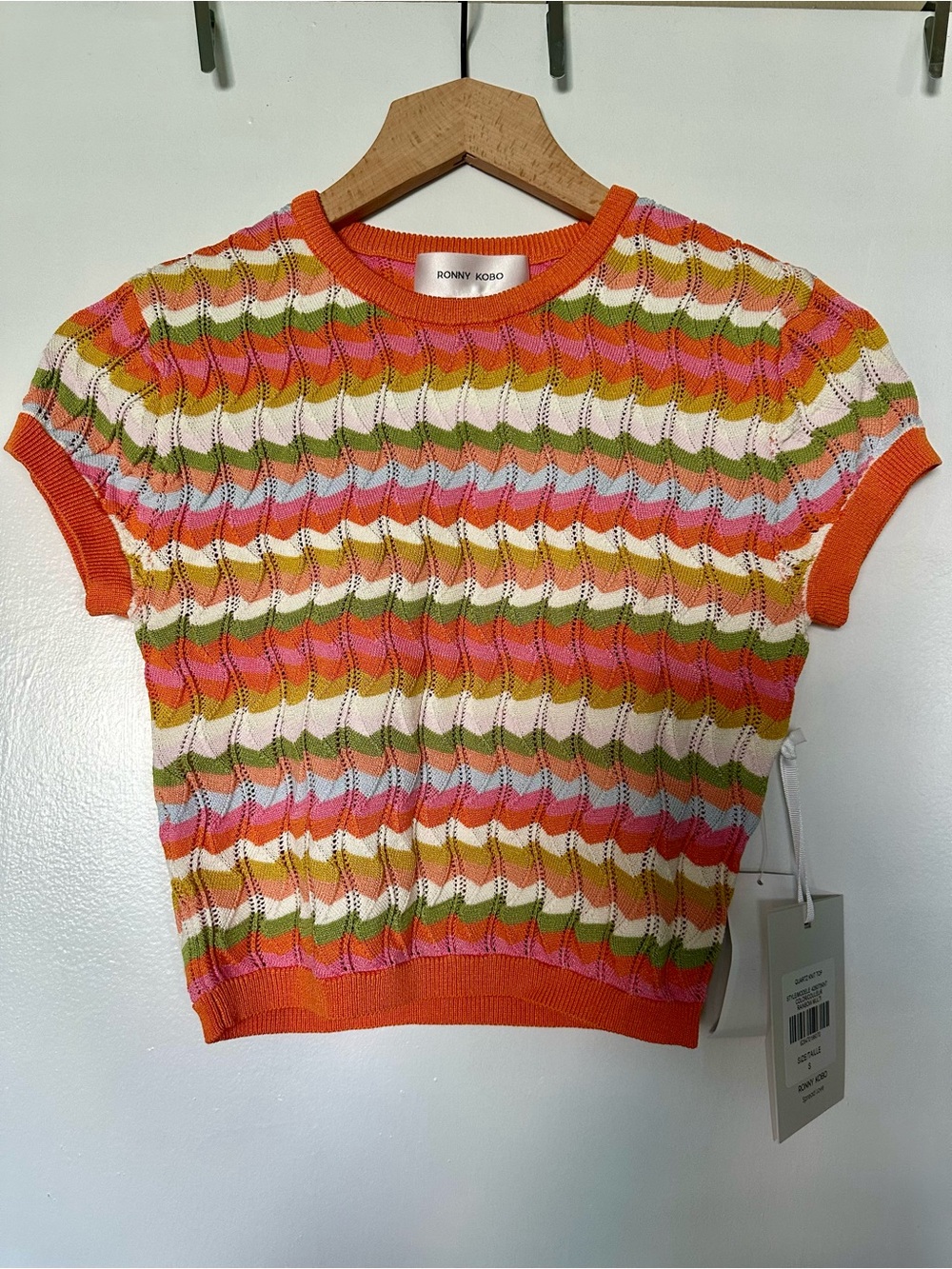 NWT Ronny Kobo Quartz Knit Top Rainbow Multi Size S MSRP $238